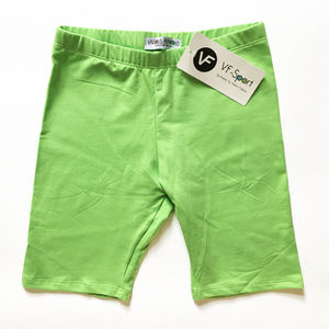 Bright green spandex jersery bike shorts for girls